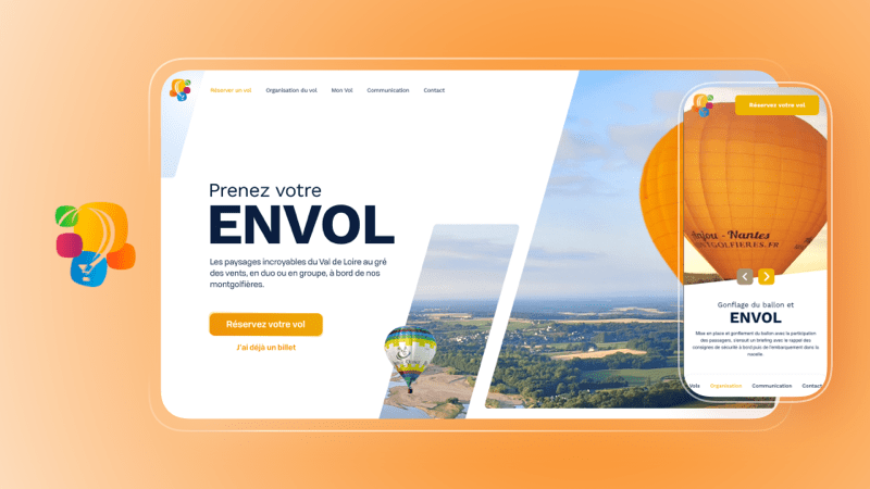 site internet montgolfières, design sur-mesure, intégration html css, site vitrine